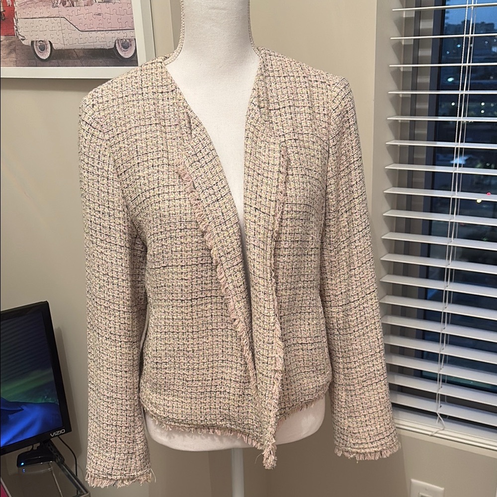 Women’s Open Front Pastel Tweed Blazer Size 12